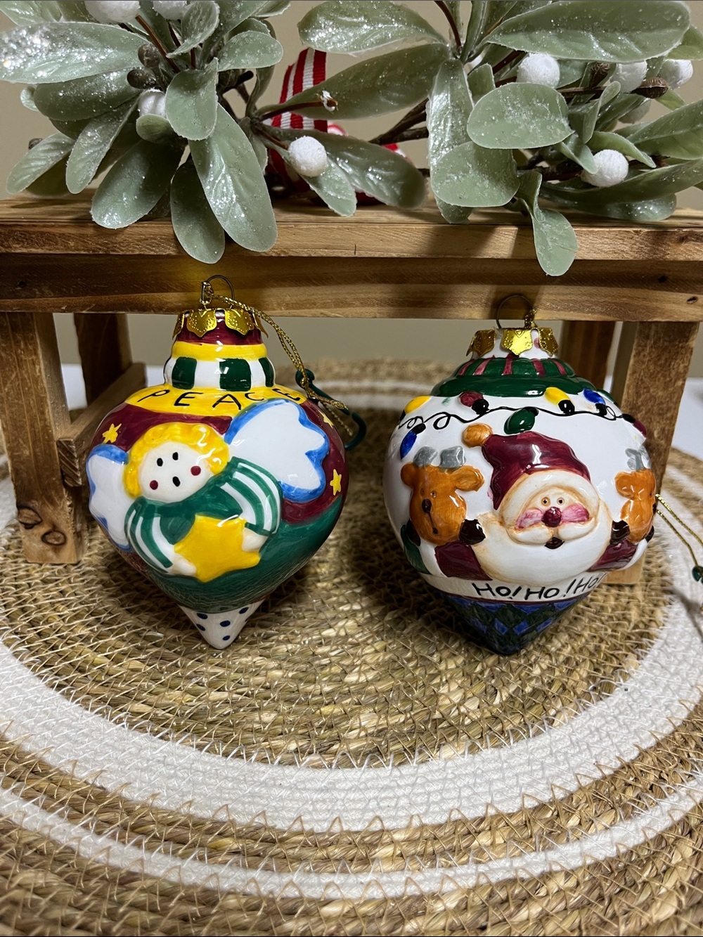 Two VTG Handpainted Ceramic Ornaments in good condition